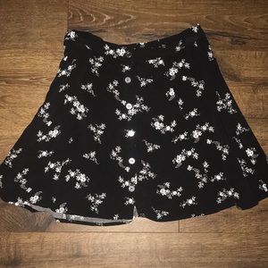 Black & White Floral Mini Skirt